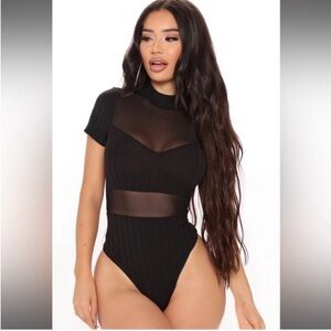 Fashion Nova black mesh bodysuit